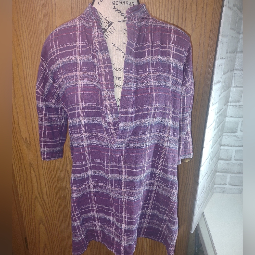 XS Purple Plaid Tunic Top